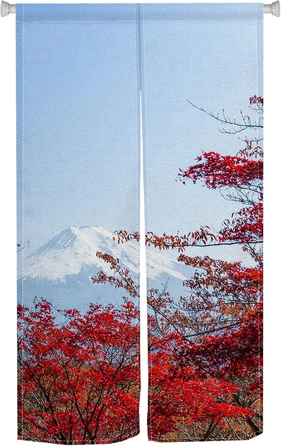Long Japanese Noren Doorway Curtain Japanese Style Door Curtains Red Maple Leaf Famous Mountain Printed Window Treatment Door