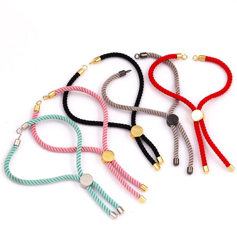 Pulsera semiterminada con cordón Milán, con cuentas deslizantes, para conectar con conectores, negro/plateado Q23