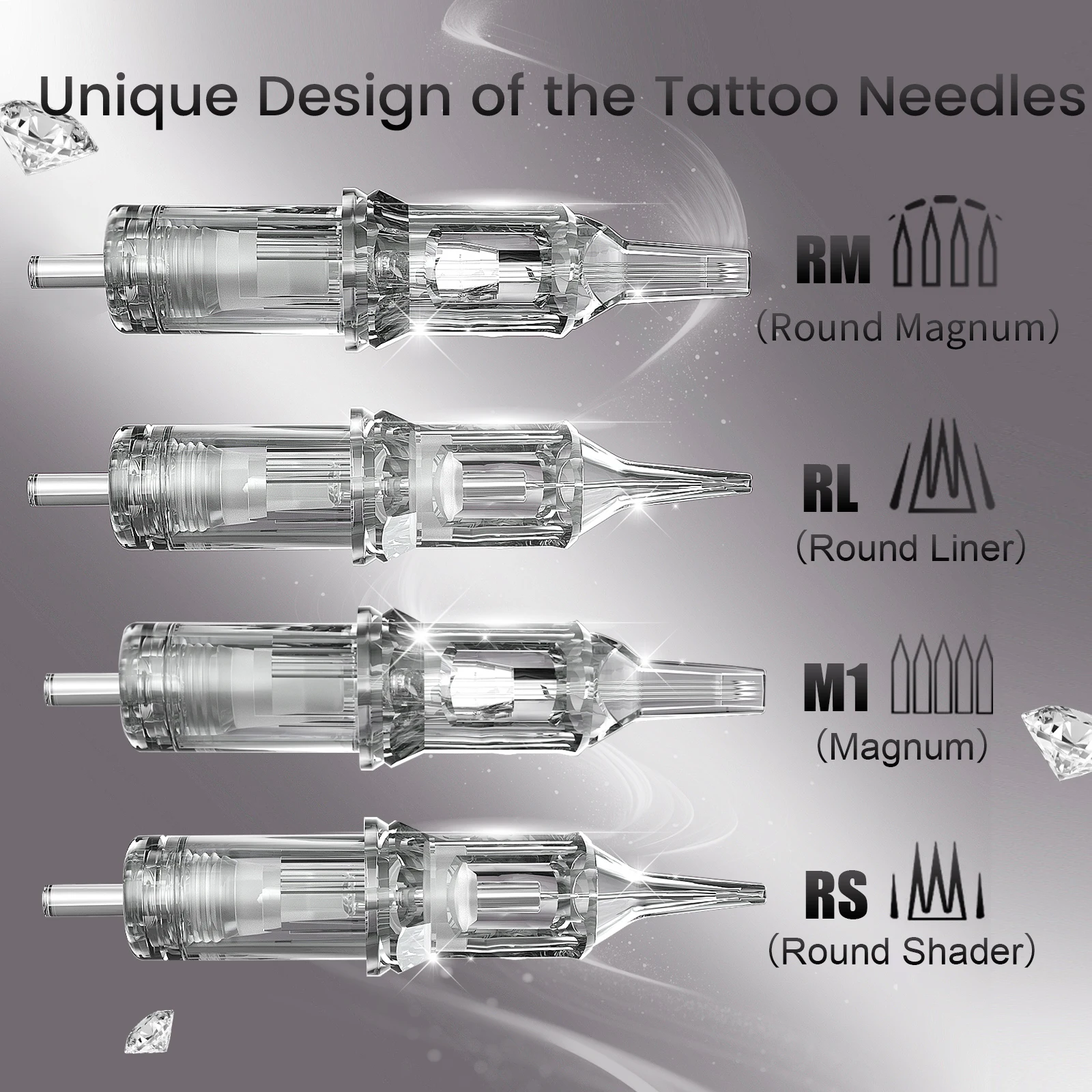 Yilong 20 Pcs/Box Tattoo Cartridges RL RS RM M1 Permanent Makeup 0.25/0.30/0.35mm Safe Needles For Tattoo Machines Supplies