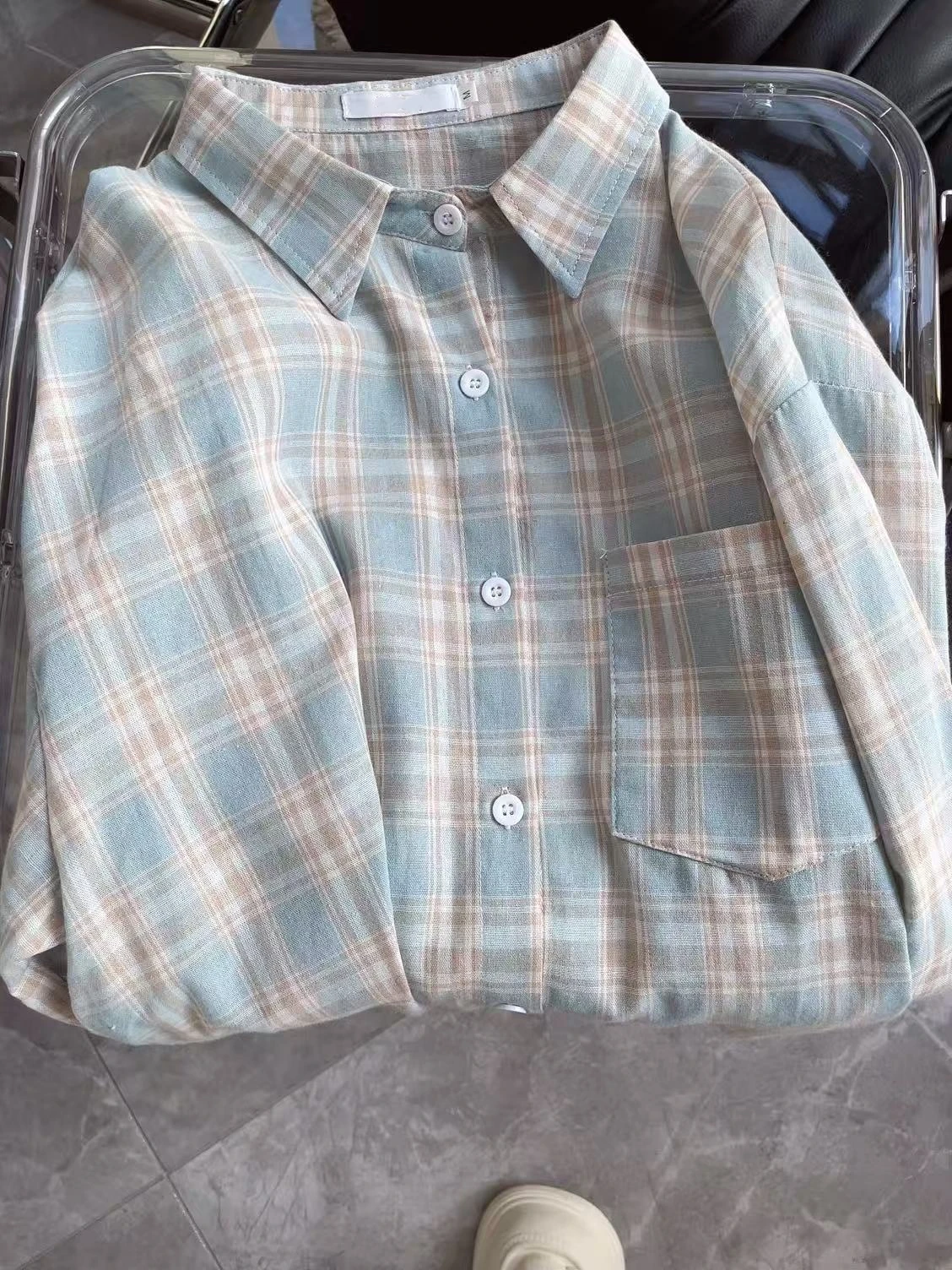 

Hong Kong Style Chic Long Sleeve Plaid Loose Men's Women's Shirt Couples Match All-Match Lazy Style High-End Feeling Shirt Coat