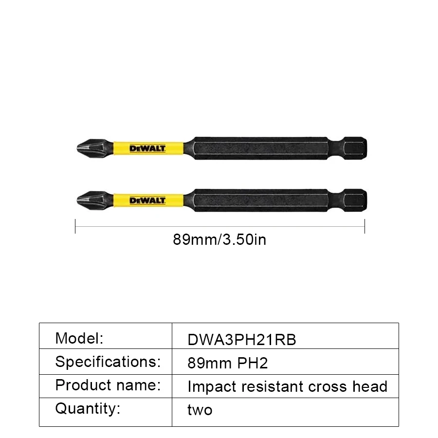 DEWALT 오리지널 임팩트 스크루 드라이버 비트, 고경도 전기 스크루 드라이버 드릴, PH2 89mm, DWA3PH21RB, 2 개, 5 개, 10 개