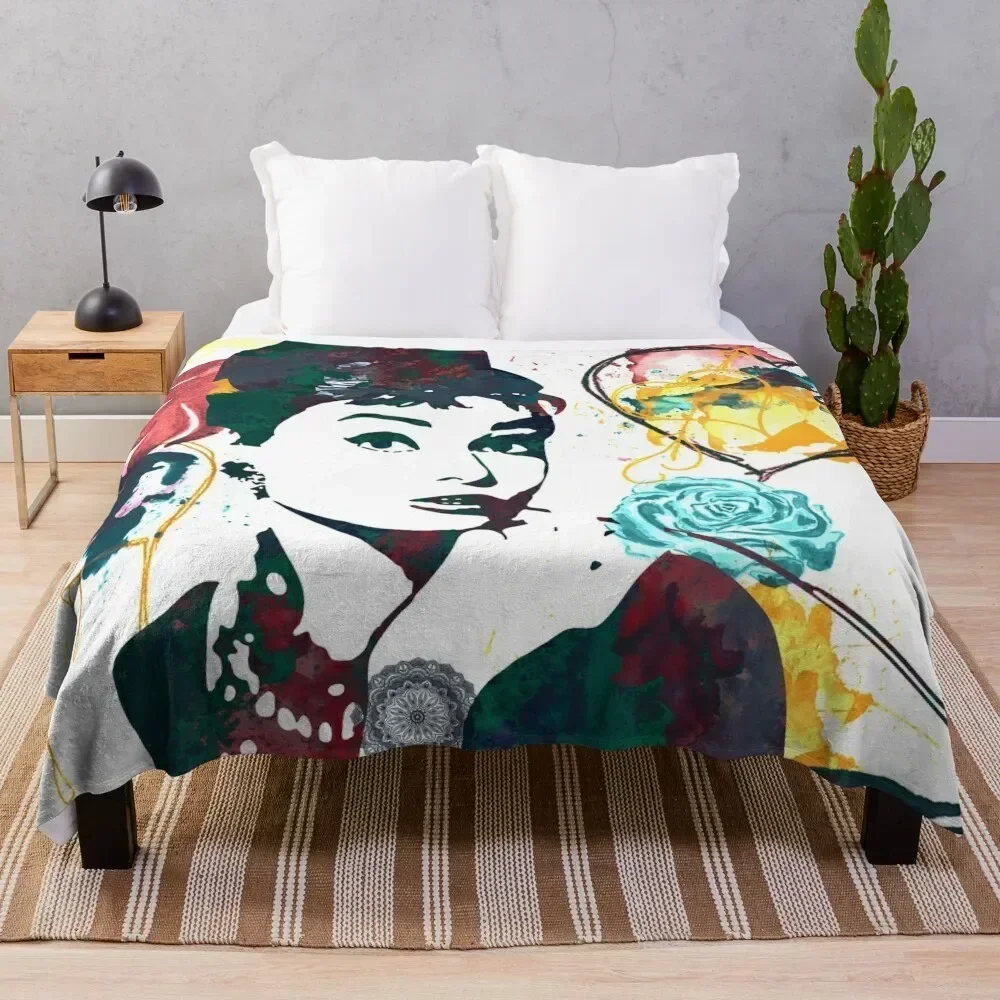 

Audrey Hepburn nature colours Throw Blanket Year Round Soft Comfortable Blanket for Home