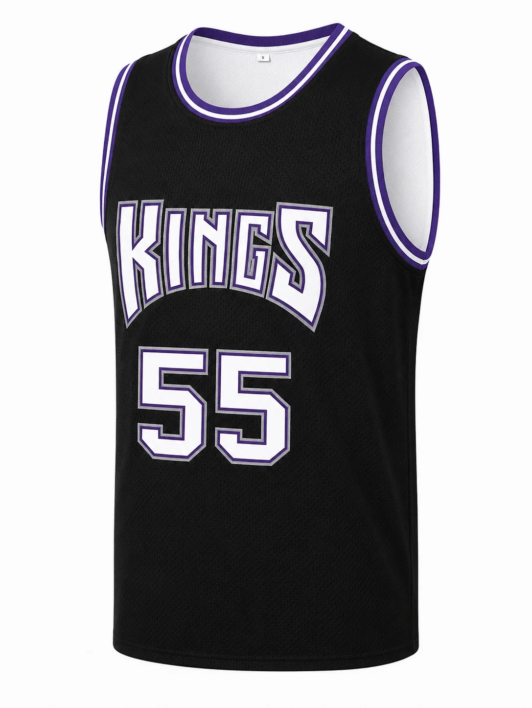 Retro Williams 55 Kings Jersey Black with Purple & White Trim Sports Uniform Casual Vest Men and Kids