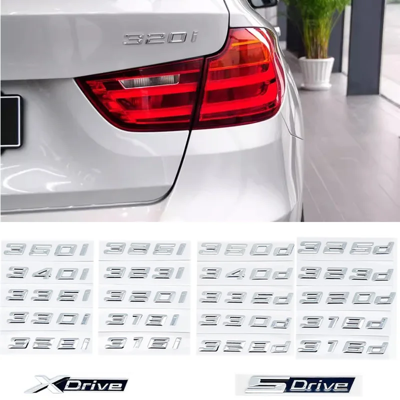 for new font number 316i 318d 320i 325i letters 328d 330i 340i 350i Badge ABS 3 Series E90 E46 F30 car rear enclosure sticker