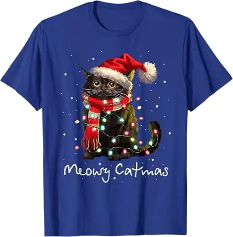 Funny Bloodhound Santa Claus Boots Christmas Womens Mens T-Shirt German Shepherd Santa Hat Dog Xmas Costume Meowy Catmas Cat Tee