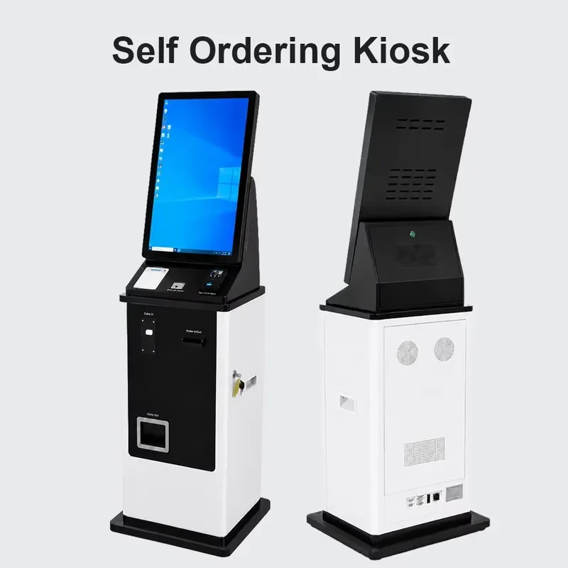 Self Ordering Kiosk Restaurant 27 Inch Windows 10 Automatic Touch Screen SDK Enabled I3 Floor Standing POS