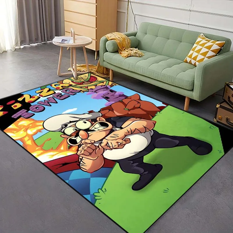 Cartoon Games Pizza T-Tower Pattern Living Room Bedroom Carpet Bedside Bathroom Floor Mat 15 Size Area Rug Game Room Home Decor