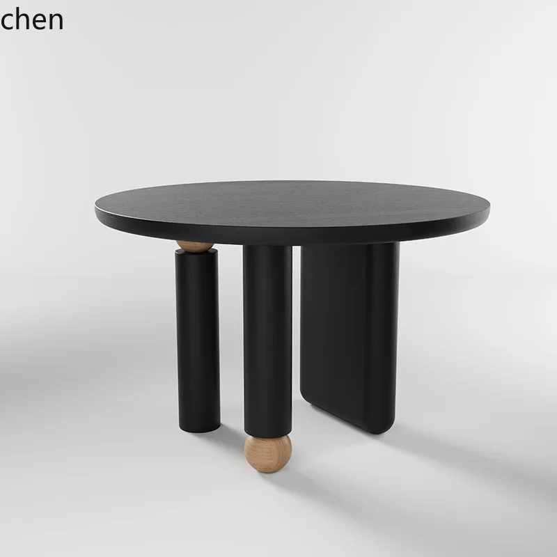 

H5.25 round table medium antique dining table all solid wood household round and chair combination