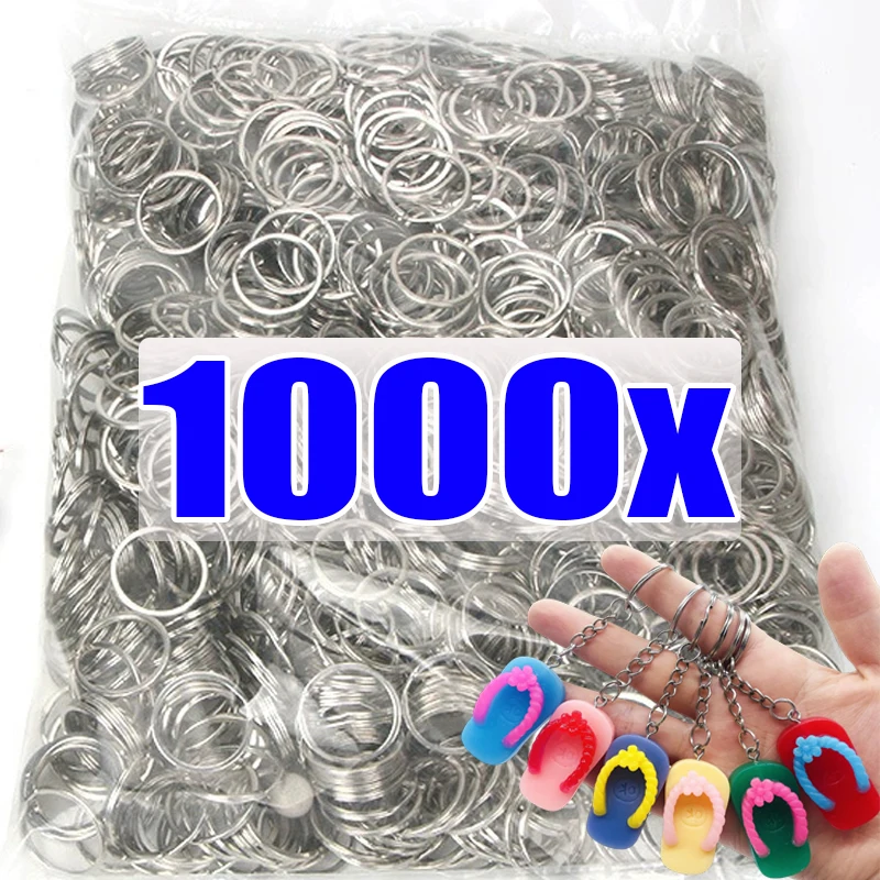 Silver Stainless Steel Small Loop Design Metal Keychain Set DIY Craft Accessories Multi-Functional Practical Anti-Lost Keyring