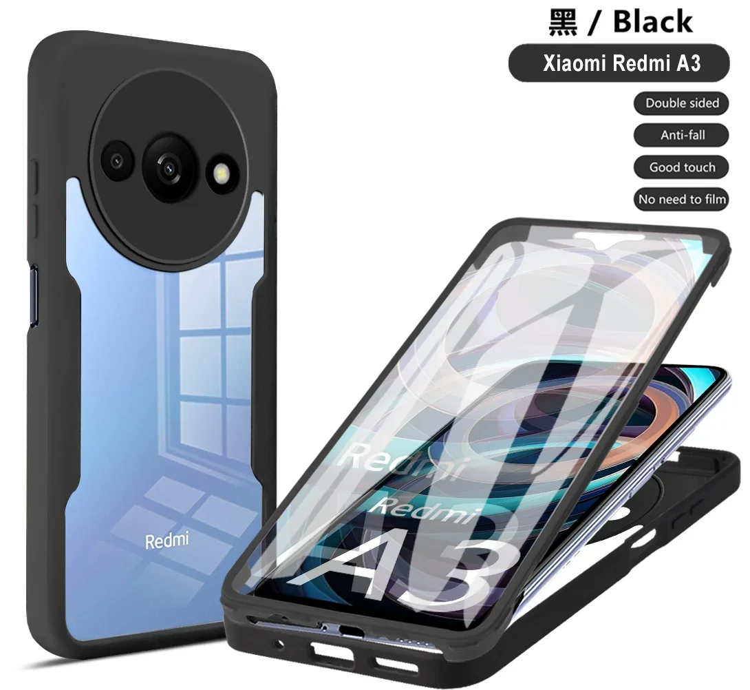 360° Full Body Case for Xiaomi Redmi A3 Screen Protection Film Luxury Silicone Protection Hard Phone Cover Redmi A3 image 2