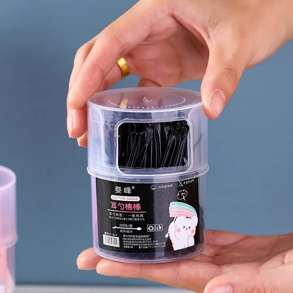 100Pcs High Quality Double-headed Ear Cleaner Disposable with Ear Spoons Cotton Swabs Soft Plastic Cleaning Cotton Bud Home
