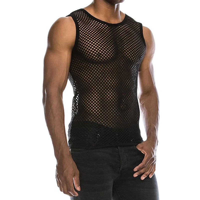 

Summer Mesh Hollow Out Men Tank Tops 2xl Oversized Breathable Sleeveless T Shirts Street Fashion Casual Hip Hop Vest Tee Catwalk