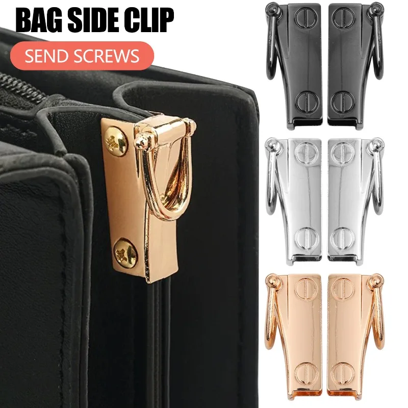10pcs Metal Side Clip Bag Buckle Alloy Bag Connector Clip DIY Purse Hardware Suspension Connector Buckle Detachable with D Ring