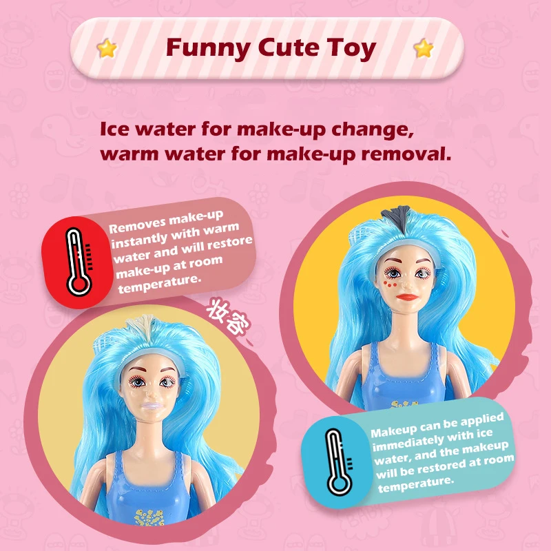 Funny Creative Cute Surprise Doll Water Soluble Will Change Colour Toys Girls Dress Up Play House Doll Children's Birthday Gift