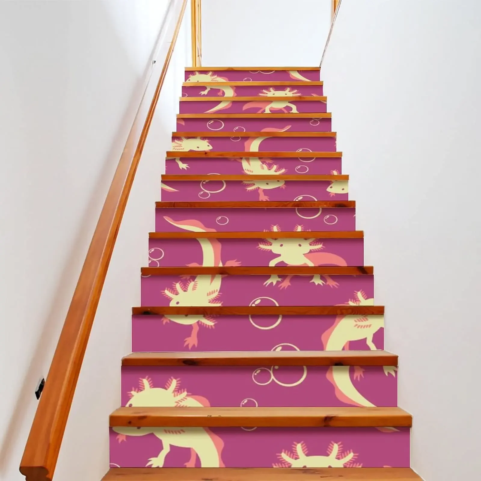 Axolotl Stair Stickers Kawaii Cartoon Animal Stairs Riser Decals Self-adhesive Lovely Wildlife Staircase Murals Home Steps Decor