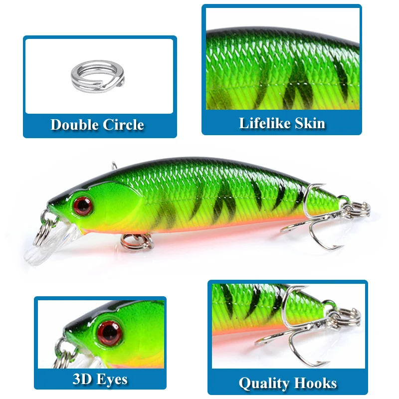 Minnow Fishing Lure 67mm 5g 3D Eyes Crankbait wobbler Artificial Plastic Hard Bait Fishing Tackle