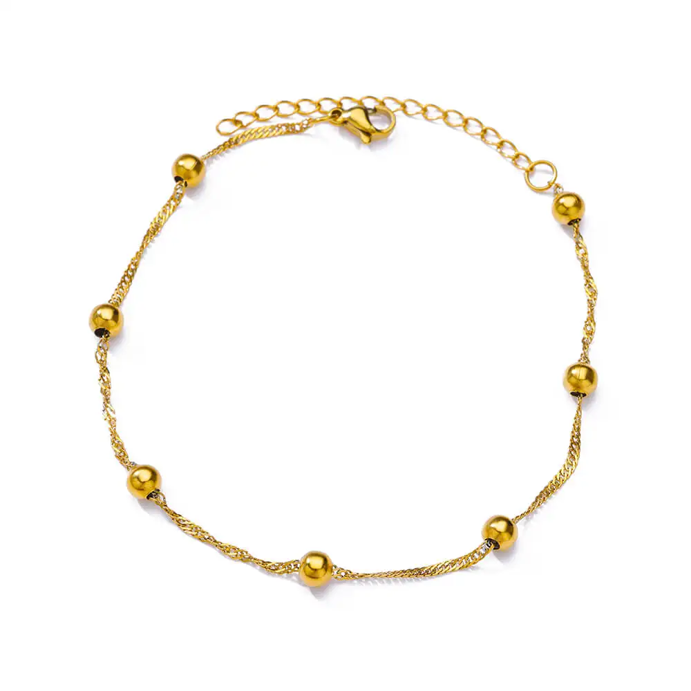 Zircon Cross Anklets for Women, Double Chain Design