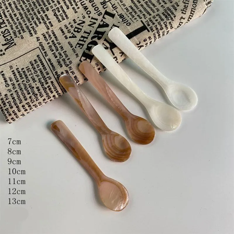 9-13CM Natural Shell Ice Spoon Cream Coffee Caviar Spoon Mother of Pearl Seashells Stirring Spoons Teaspoon Crafts dessert coffe