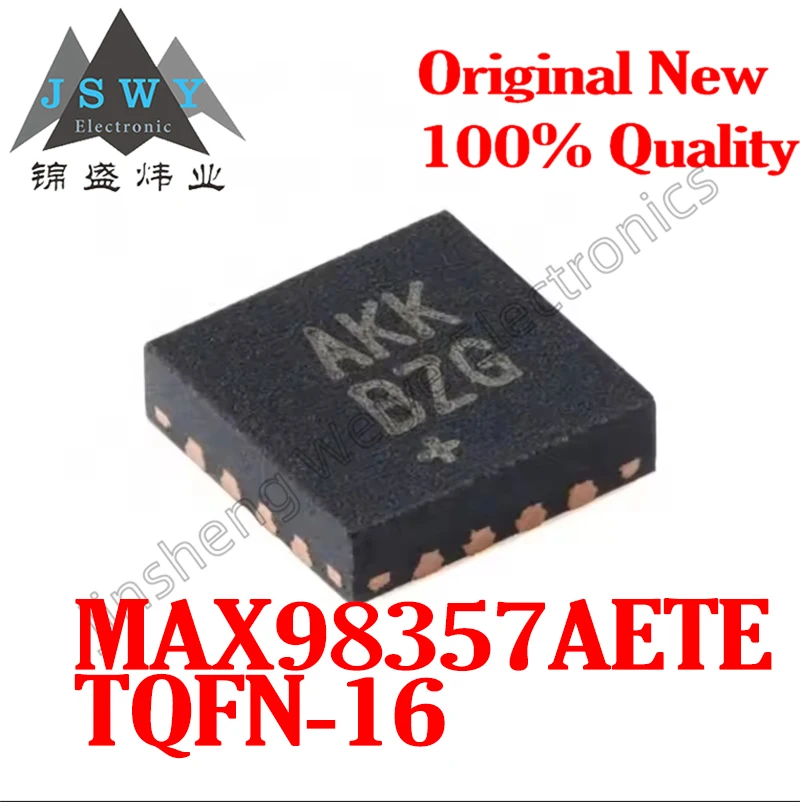 

(5/20 pcs) MAX98357AETE MAX98357 TQFN16 Original In-Stock Mono Class D Amplifier 3.7W @ 3.2Ω Output Suitable for Smart Speakers