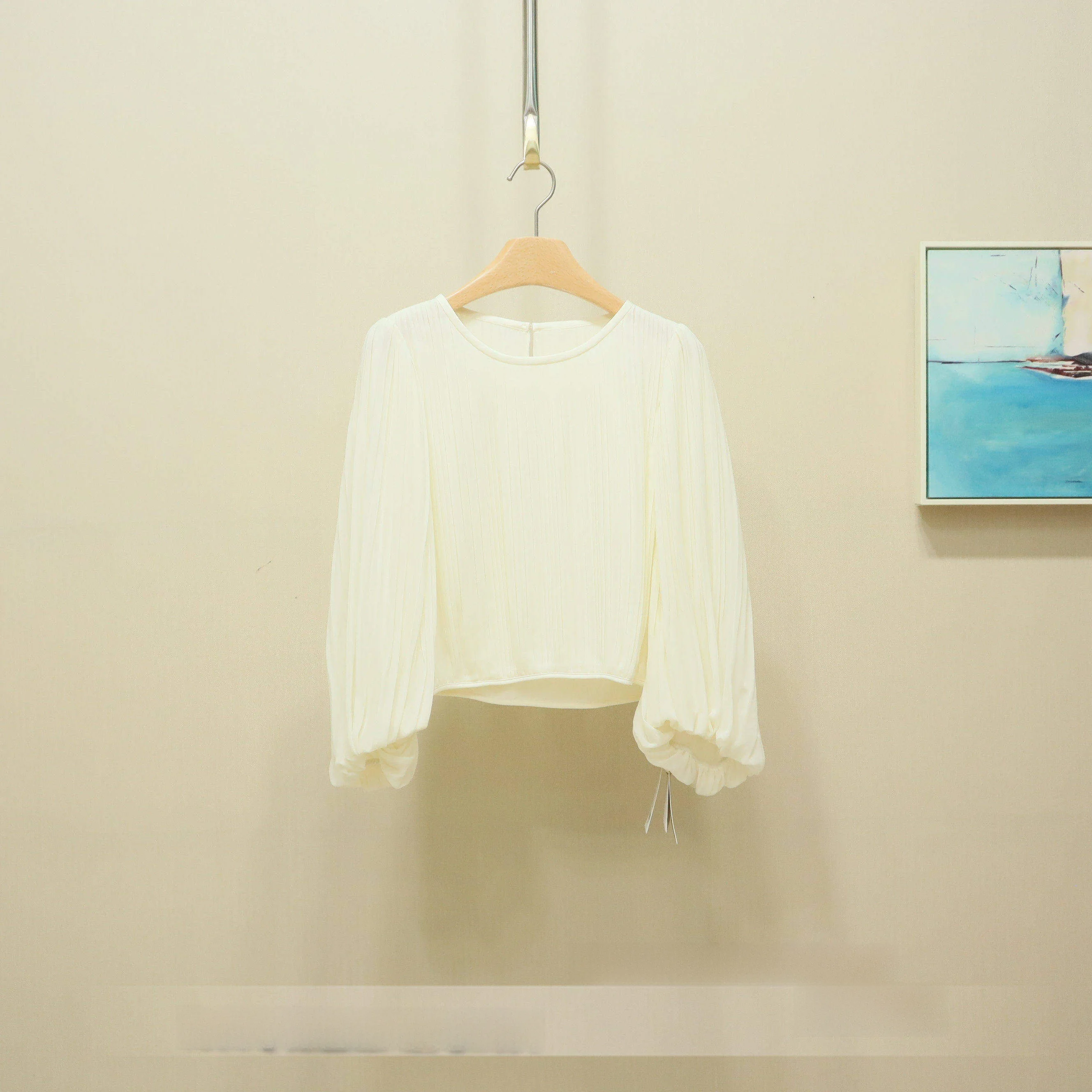 

Elegant Shirt 2026YSING Spring New Style Puffy Sleeve Comfortable Breathable Polyester Fiber round Neck Long Sleeve Women's Top