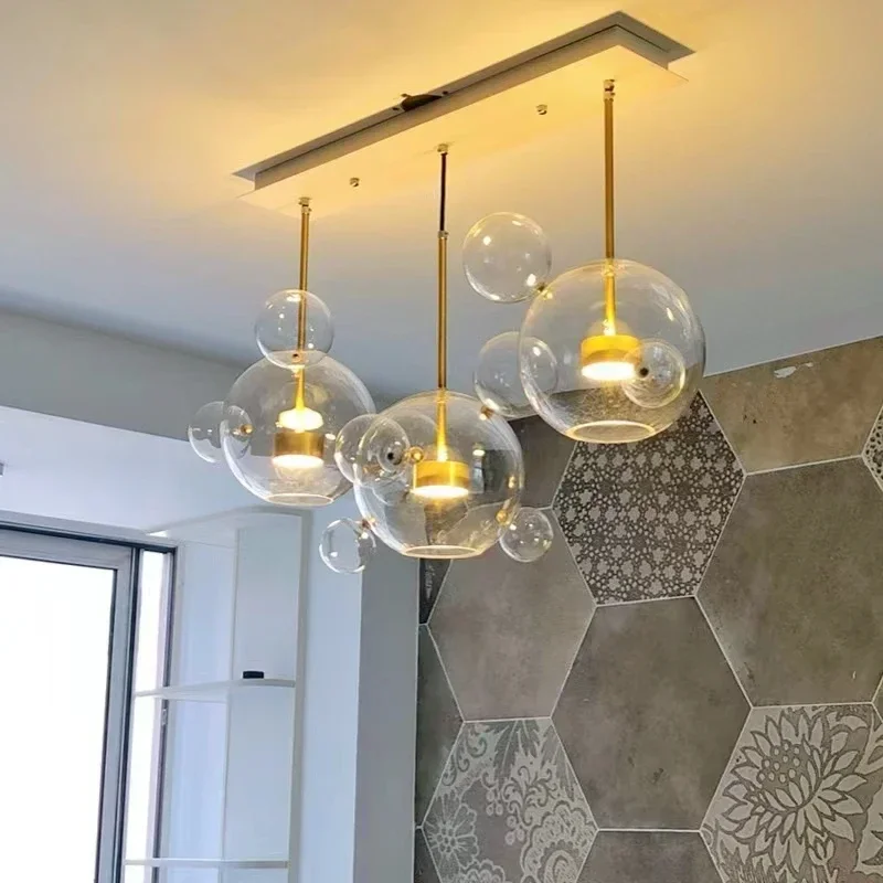 modern mickey glass led pendant light decoracao da sala bubble chandelier for dining room pendurado 01