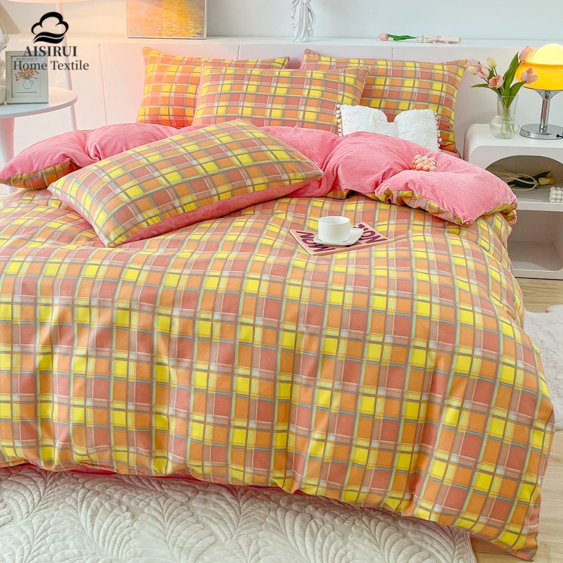 

Small Plaid Pattern Duvet Cover Queen King Size Quilt Comforter Cover Soft Microfiber Bedding Fashion Bedclothes Home Decor 1Pc