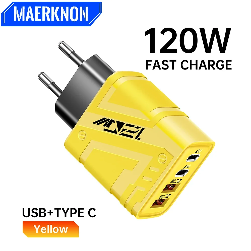 

PD 120W Type C Charger Multi Ports PD Fast Charging Phone Charger Adapter For iPhone Samsung Xiaomi Huawei Quick Charger