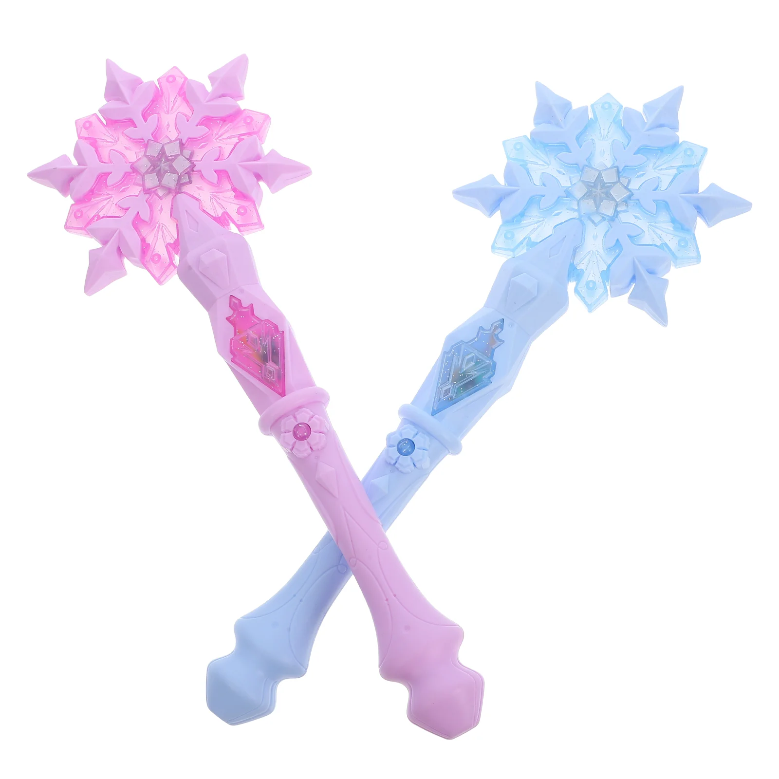 

2 Pcs Snow Luminous Snowflake Glow Sticks Children's Place Girls Clothes Cane Fairy Toy Plastic Dress-up