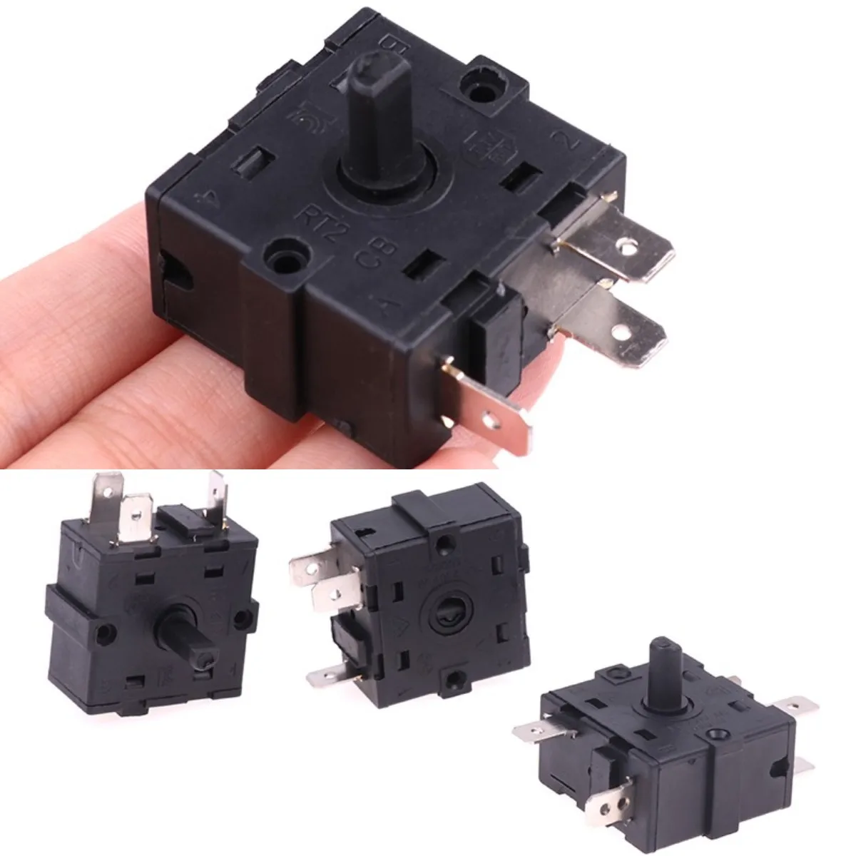 3/5 Pin 2/4 Position Rotary Switch Selector AC 250V 16A Radiator For Electric Room Heater-Black New