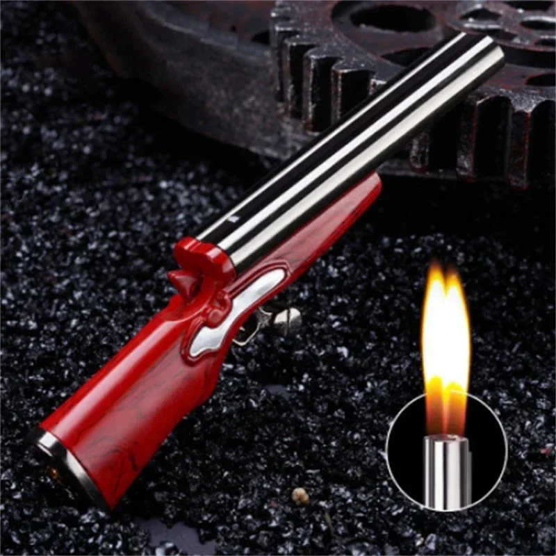 Mini Portable Dual Flame Butane Lighter Hunter Gun Model Lighter Cigarette Accessories Cool Lighter Men\'s Gift