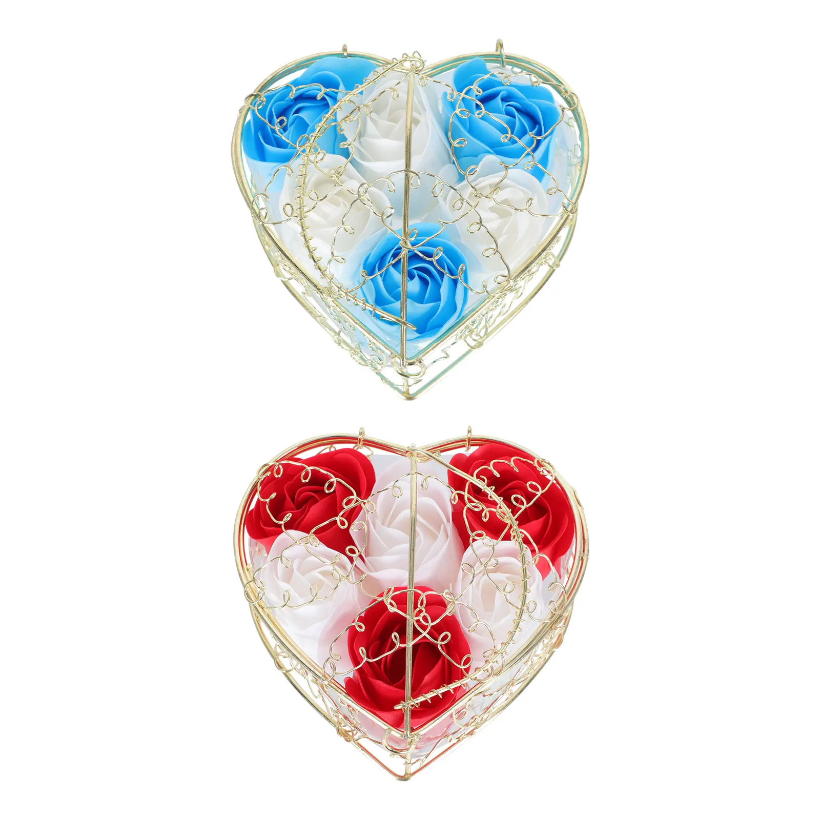 

2Sets Exquisite Soap Gift Box Handmade Floral Scented Simulation Flowers Unique Decorative Box for Birthday Christmas Lover's