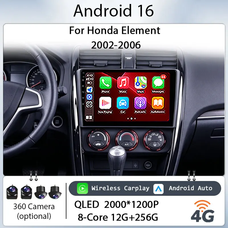 

for Honda Element 2002‑2006 10" Android 16 IPS HD Touch Screen Wireless CarPlay GPS Navi BT WiFi Multimedia Kit Audio Player