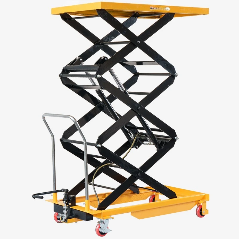Factory 3 meters high three scissors manual hydraulic lift platform truck scissors lift loading and unloading trailer