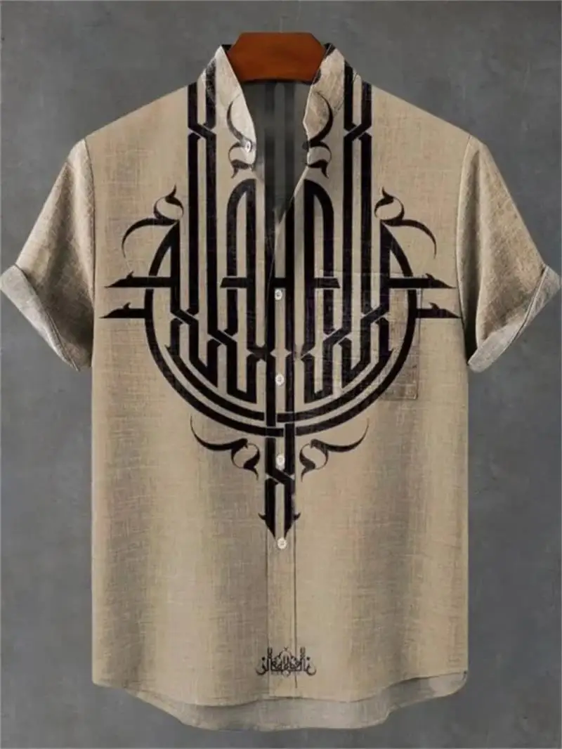 

Fashionable summer men travel leisure retro short-sleeved shirt