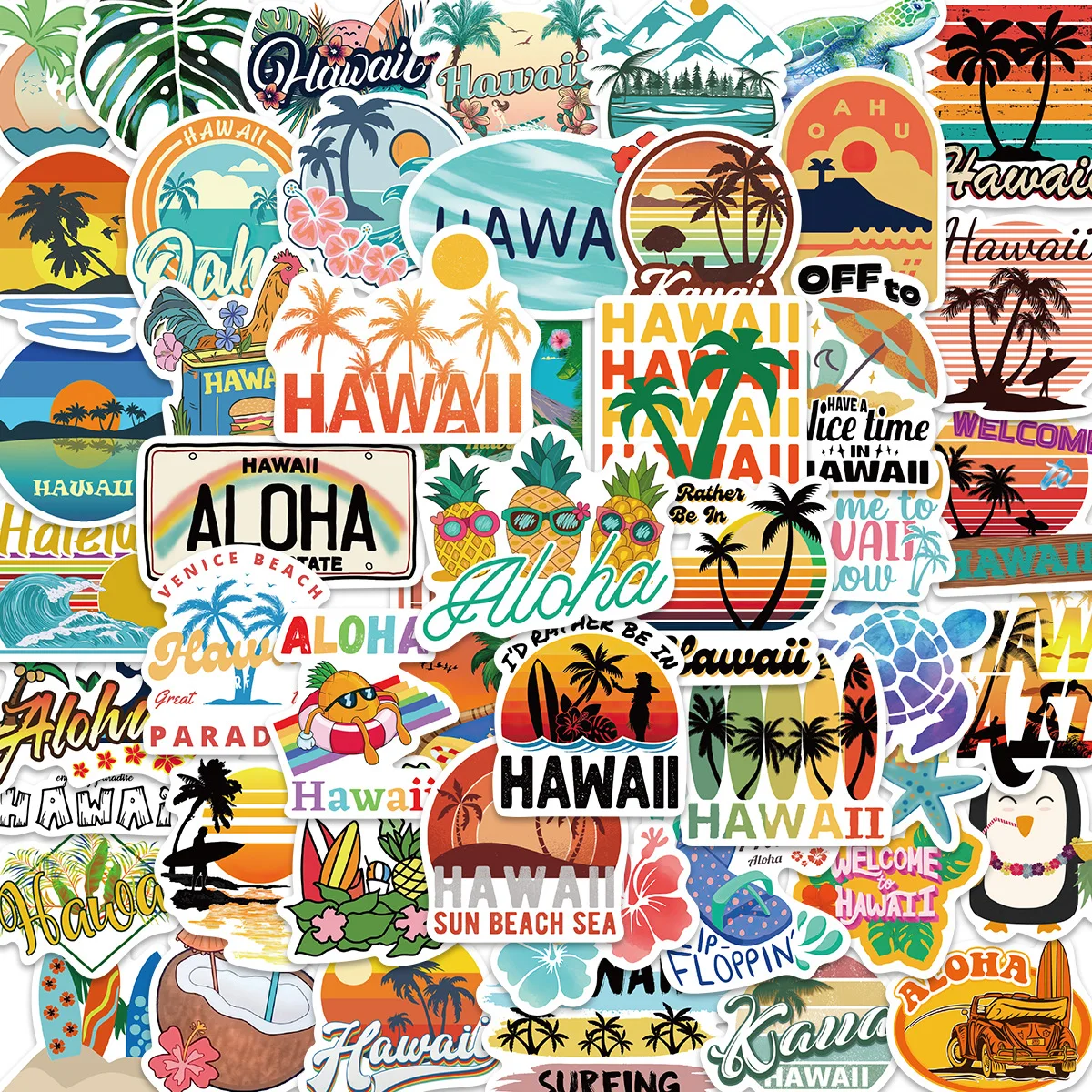 

10/50PCS Hawaiian Summer Vacation Style Cartoon Sticker DIY Helmet Laptop Guitar Skateboard Graffiti Decals Fun for Kid Gift