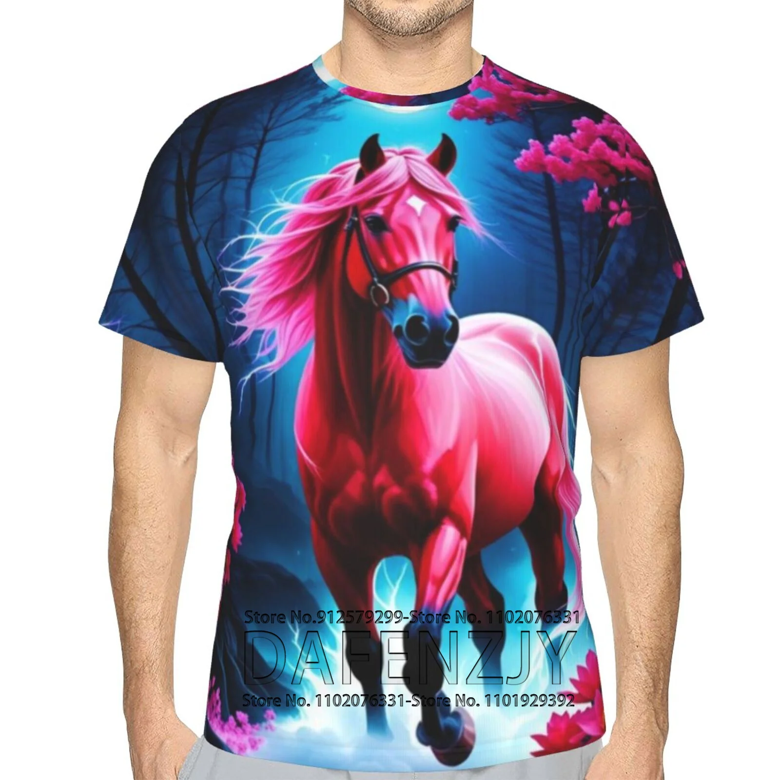 Horse Printed T-shirts Men's 3D Fashion Tops Casual Unisex Short Sleeved 2024 New Summer Street Men's Clothing