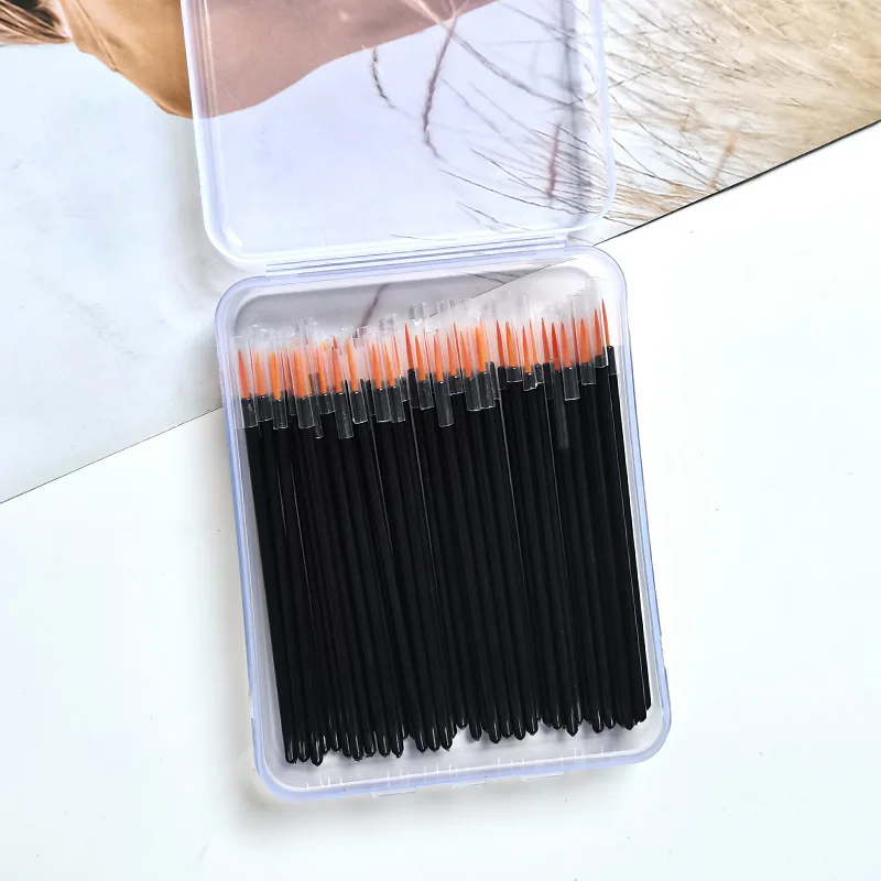 100 Stuks Wegwerp Make-Up Borstel Nylon Draagbare Lip Liner Stick Concealer Wenkbrauw Eyeliner Borstel Nagel Schetsborstel