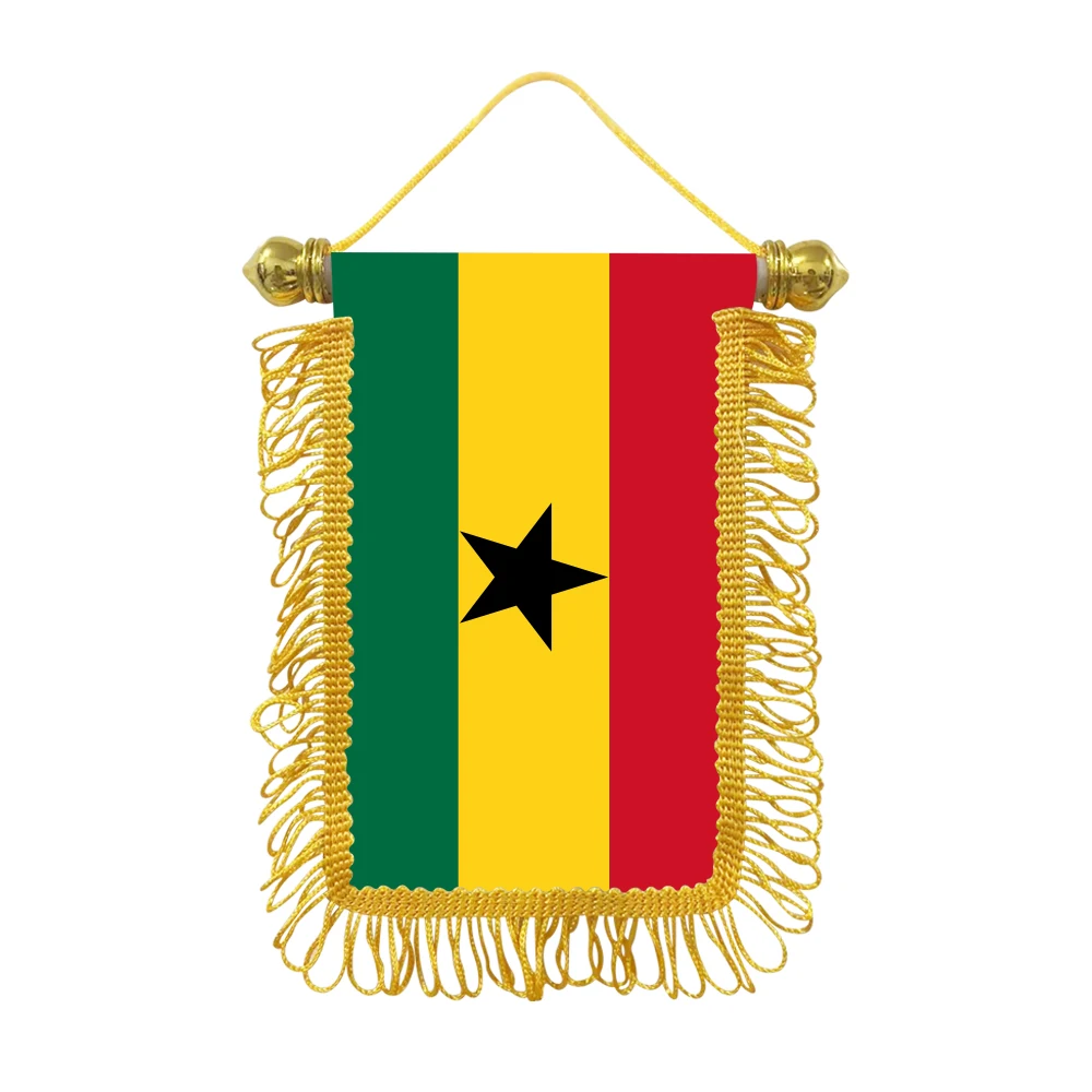 Ghana small hanging flag 10x15cm triangular flag car decoration hanging flag double-sided pattern with suction cup