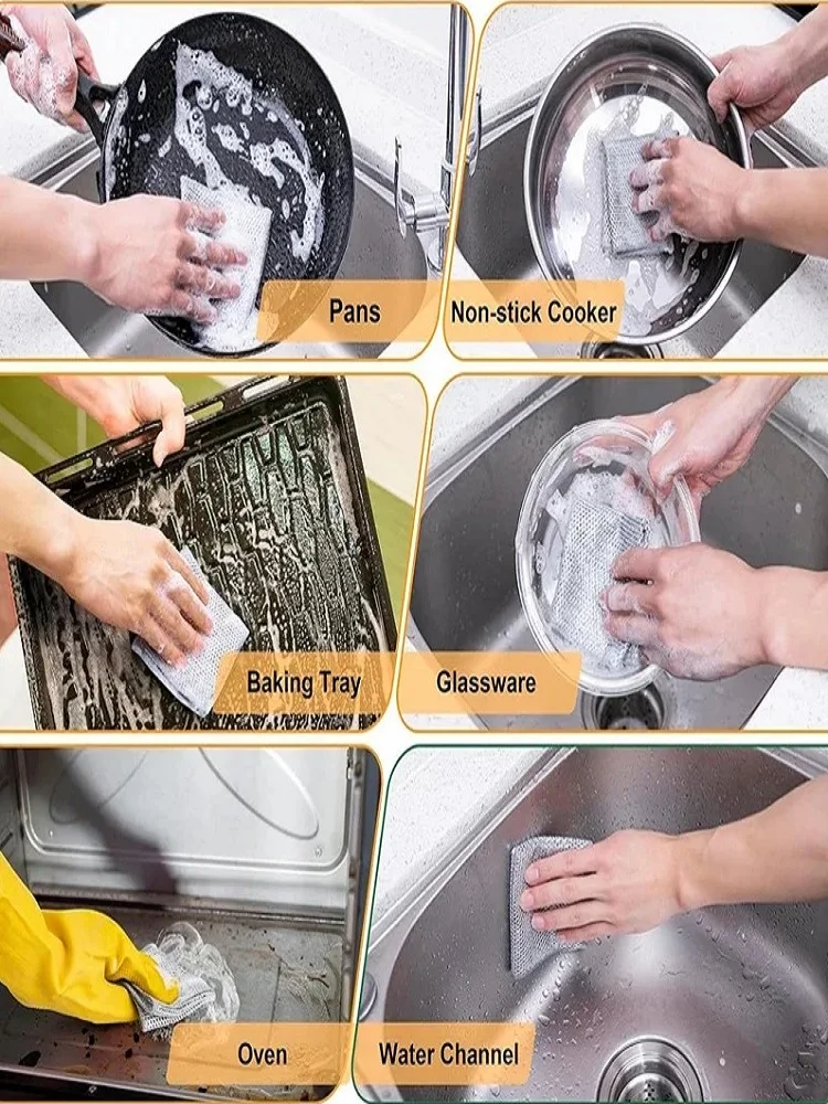 50/3 Stück magisches Reinigungstuch, einseitig, Metall, Stahldraht, Lappen, Küche, Geschirr, Topf, Waschtücher, Handtuch, saubere Werkzeuge – Detail 11