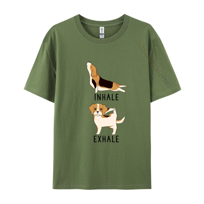 

Inhale Exhale Beagle Yoga T-shirt Men Humorous T-Shirt Cotton Tees Harajuku TShirt Anime Printed T-shirt