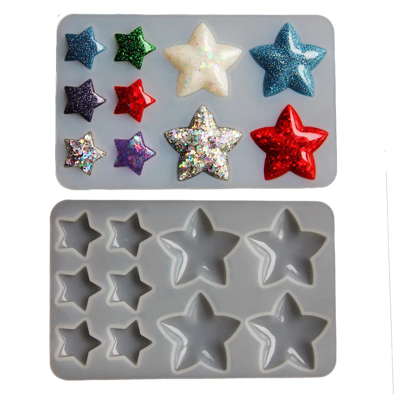 Jelly Star Epoxy Resin Mold 3D Large Starfish Silicone Mold Five Point Star Pendant Fat Star Hand Made Mold