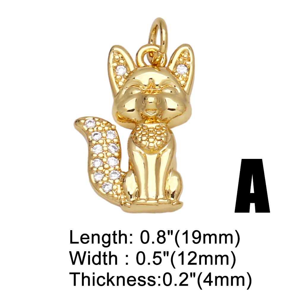 OCESRIO Moon Rabbitt Charms for Necklace Gold Plated Copper CZ Handmade Animal Girl Heart Pendant Jewelry Making pdta695