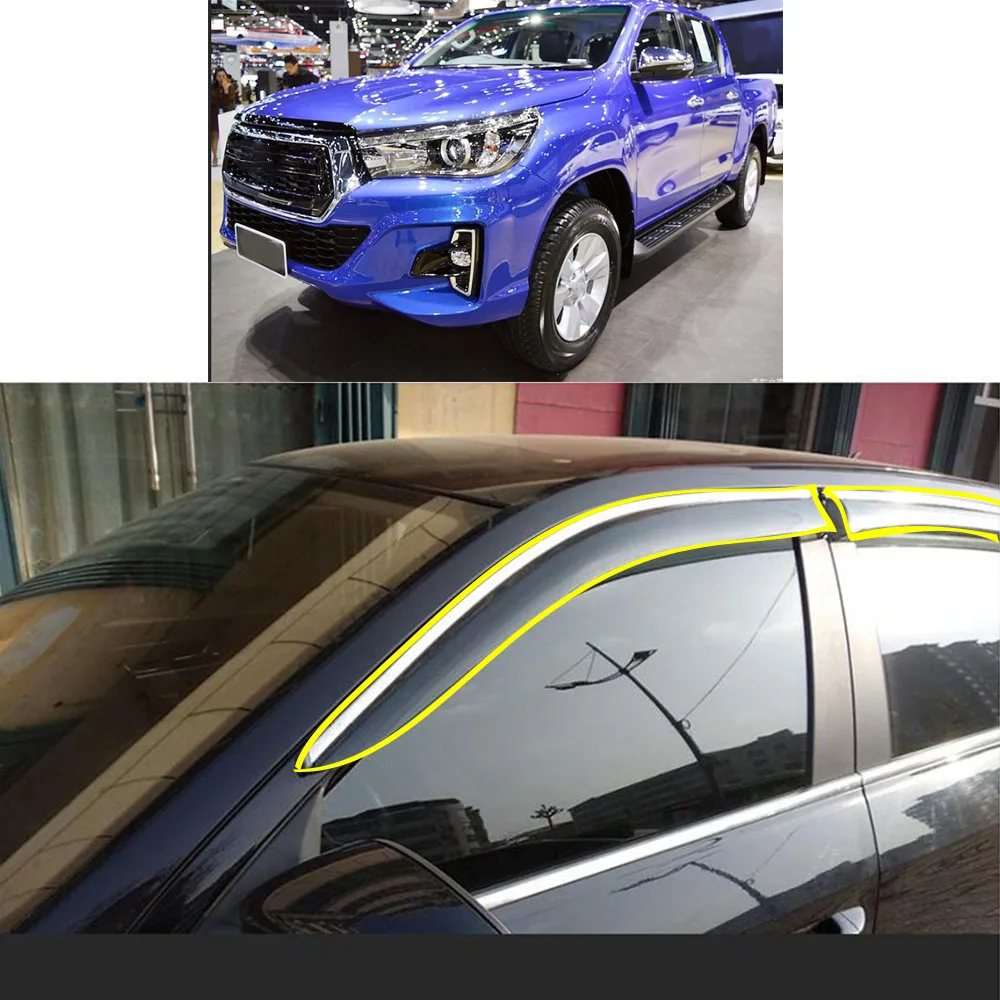 

Car Sticker Plastic Window Glass Wind Visor Rain/Sun Guard Vent For For Toyota Hilux Revo Rocco 2015 2016 2017 2018 2019
