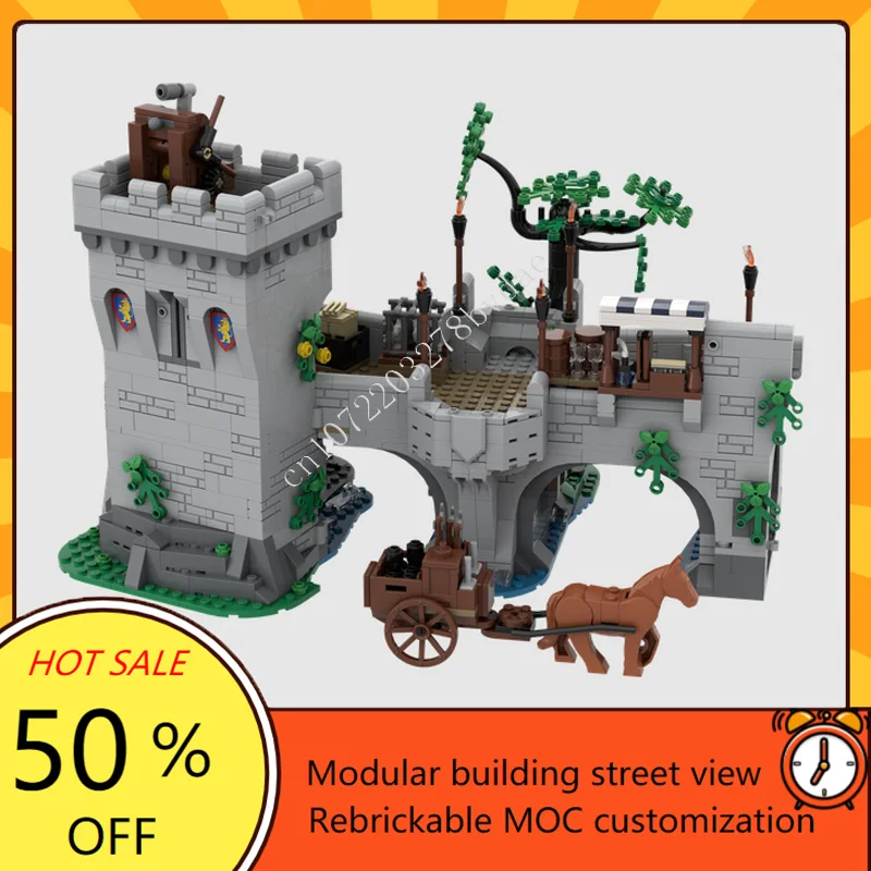 1465PCSMOC Medieval Castle Custom Puzzle Model Castle Center Bridge Technical DIY Assembly Toy For Birthday Child Holiday Gift