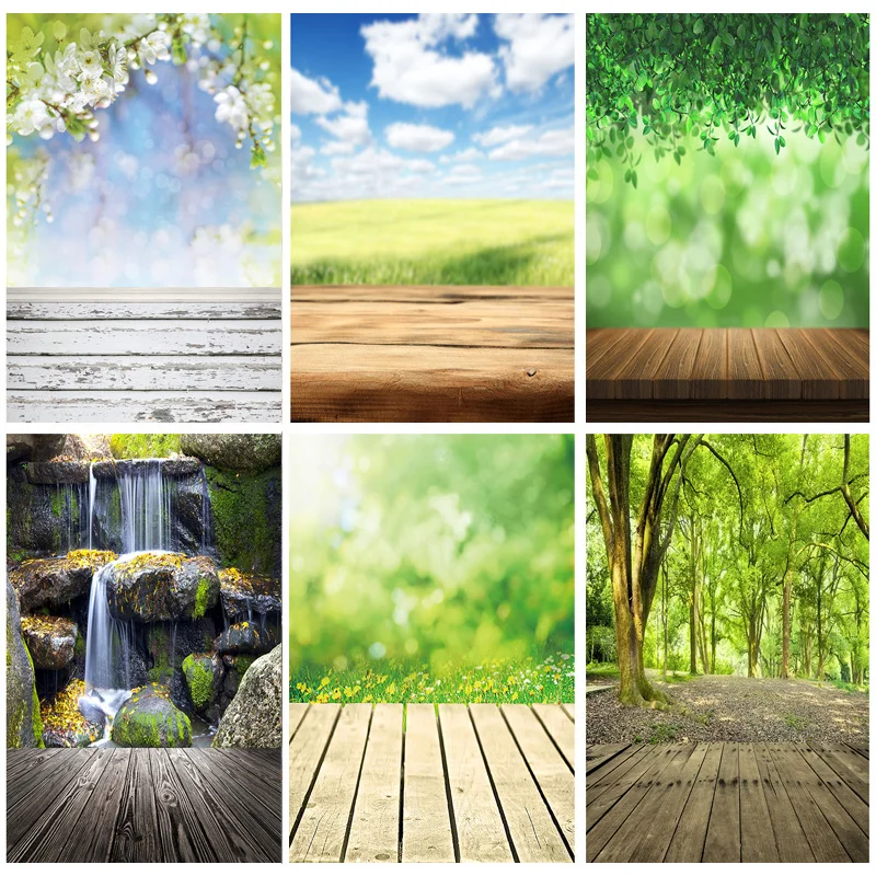 

SHENGYONGBAO Spring Flower Forest Wooden Floor Backgrounds Sky Sea Baby Portrait Photo Backdrops Studio Props ZLSY-84