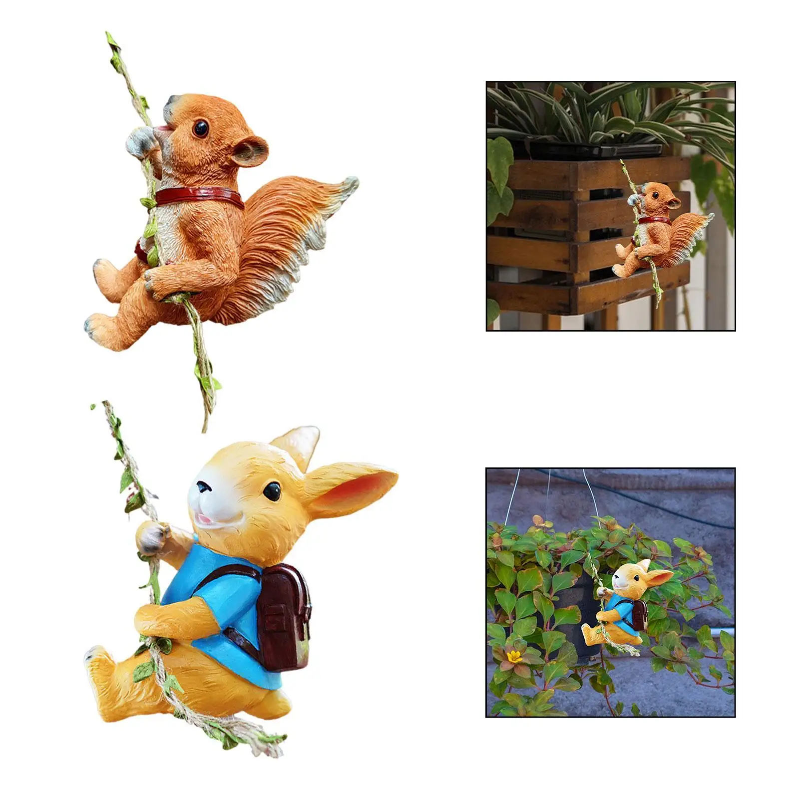 Resin Garden Sculpture Planter Pot Hanger Tree Hugger Climbing Animal Statue Hanging Figurine for Lake Wall Yard Walkway Balcony