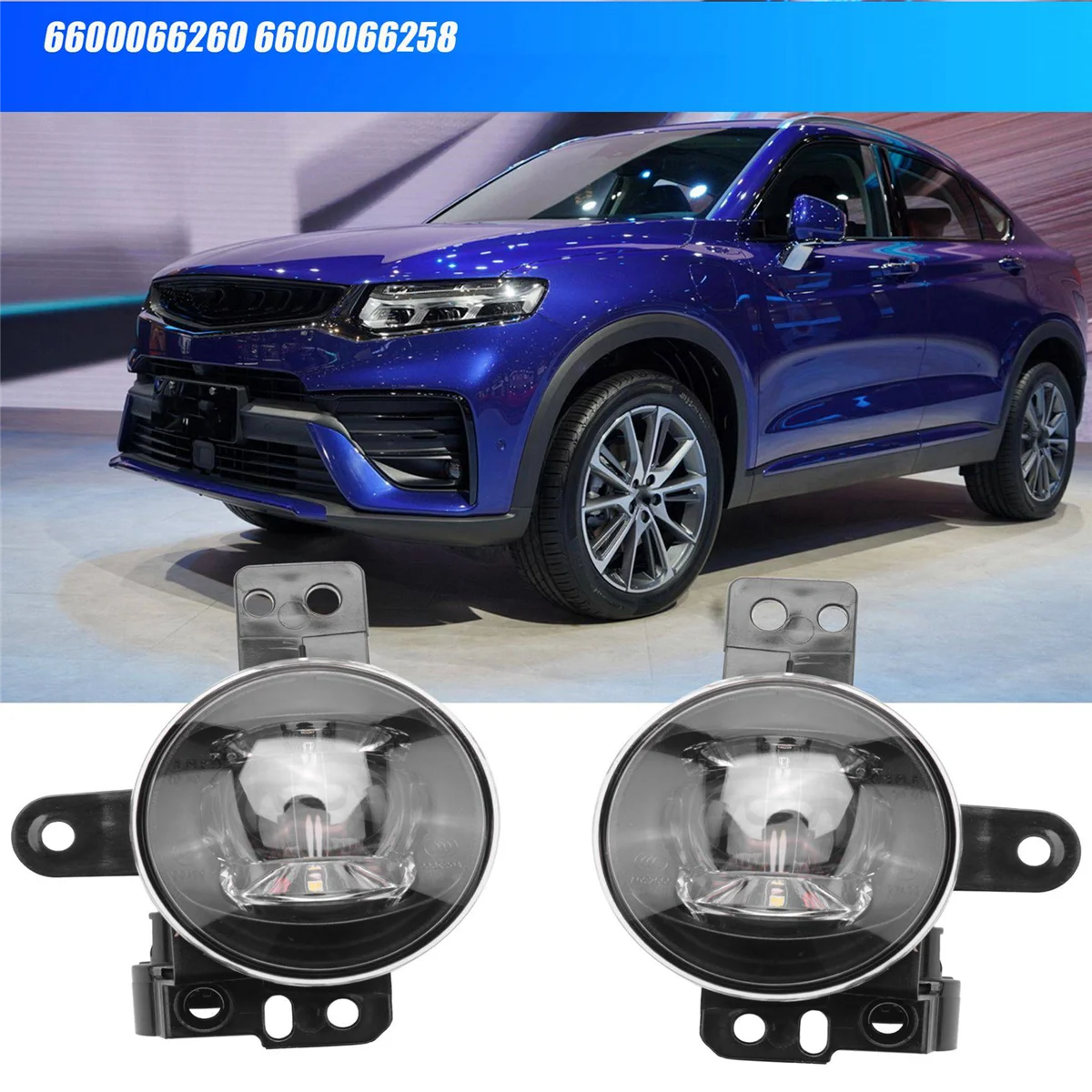 1Pair Front Bar Anti Fog Lamp 6600066260 6600066258 for Geely XingYue Tugella YF11 2019-2021 LED Daytime Running