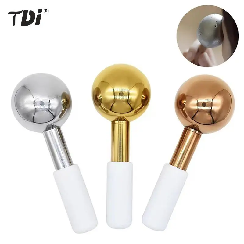 Facial Ice Globes Cold Hot Stainless Steel Facial Roller Skin Beauty Spa Cooling Globe Massage Ball Face Care Cryo Freeze Stick