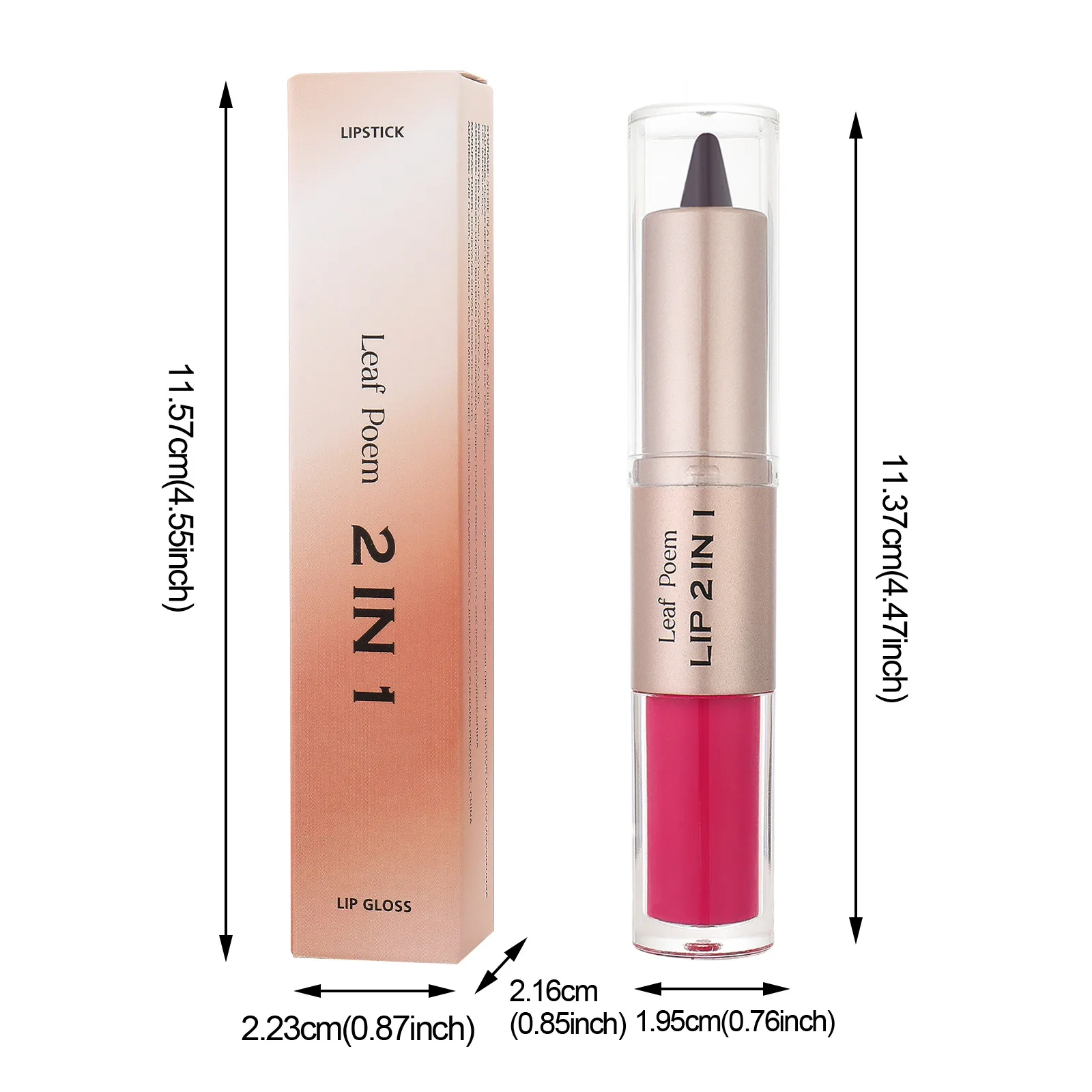 2 in 1 Lip Contour Pencil and Plumping Lip Gloss Dual Ended Velvet Matte Mirror Finish Kiss Proof Non Transfer Waterproof Makeup
