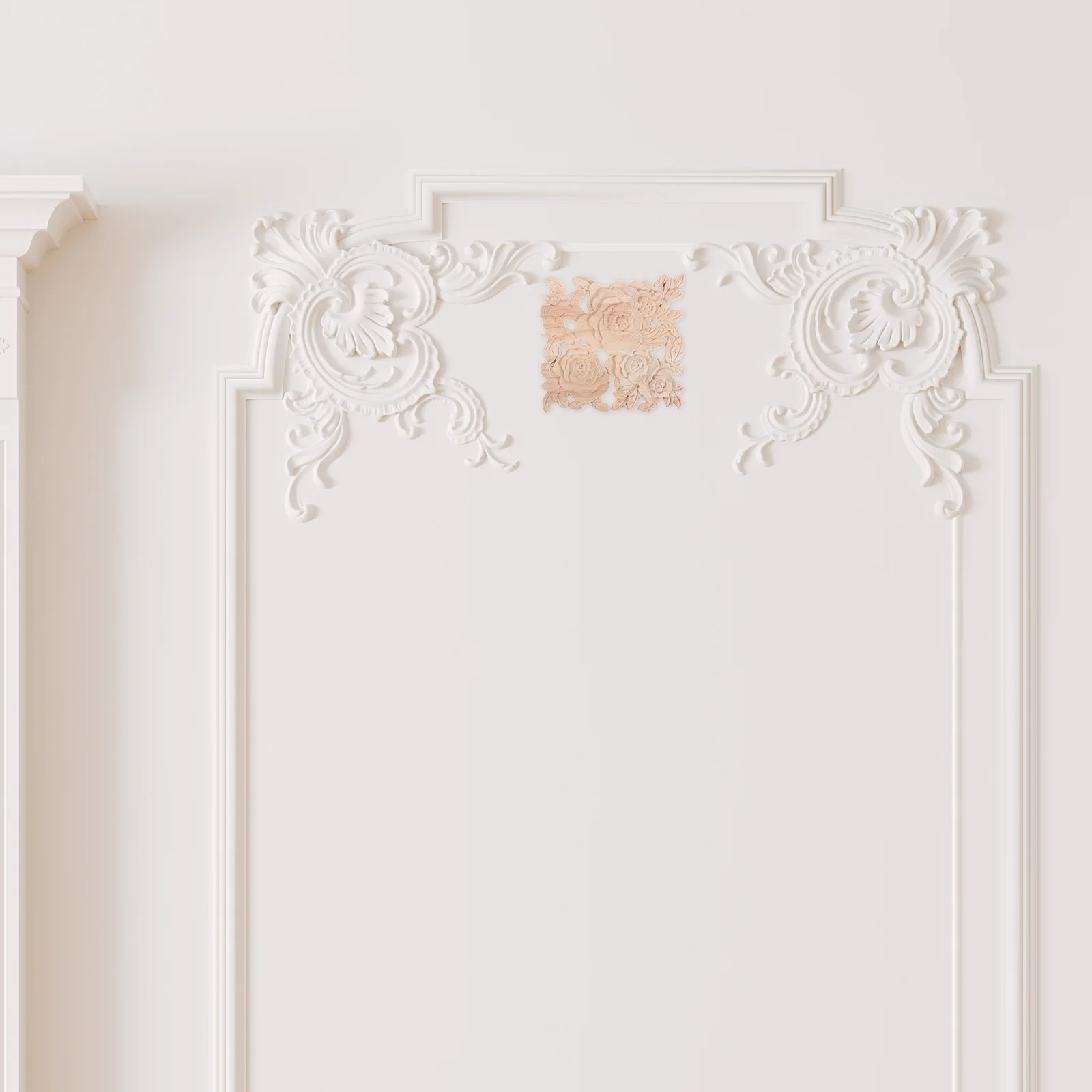 

Solid Carved Door Panels Handmade Square Furniture Onlays Appliques Weather Resistant Closet Cabinet Wall Decor Wood Applique